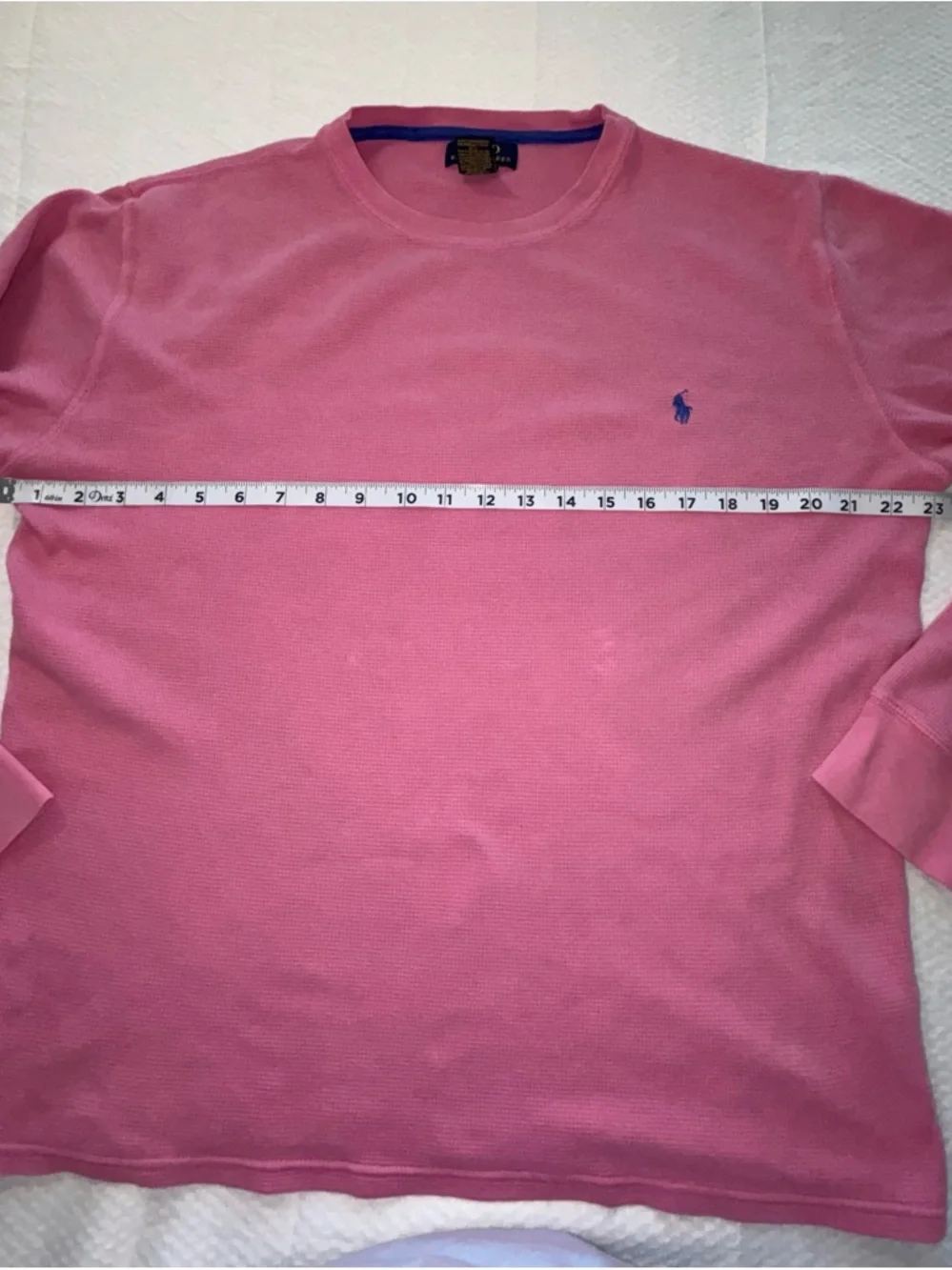 POLO RALPH LAUREN Pencil Eraser Pink Long Sleeve Cotton Waffle Shirt 50 Size L